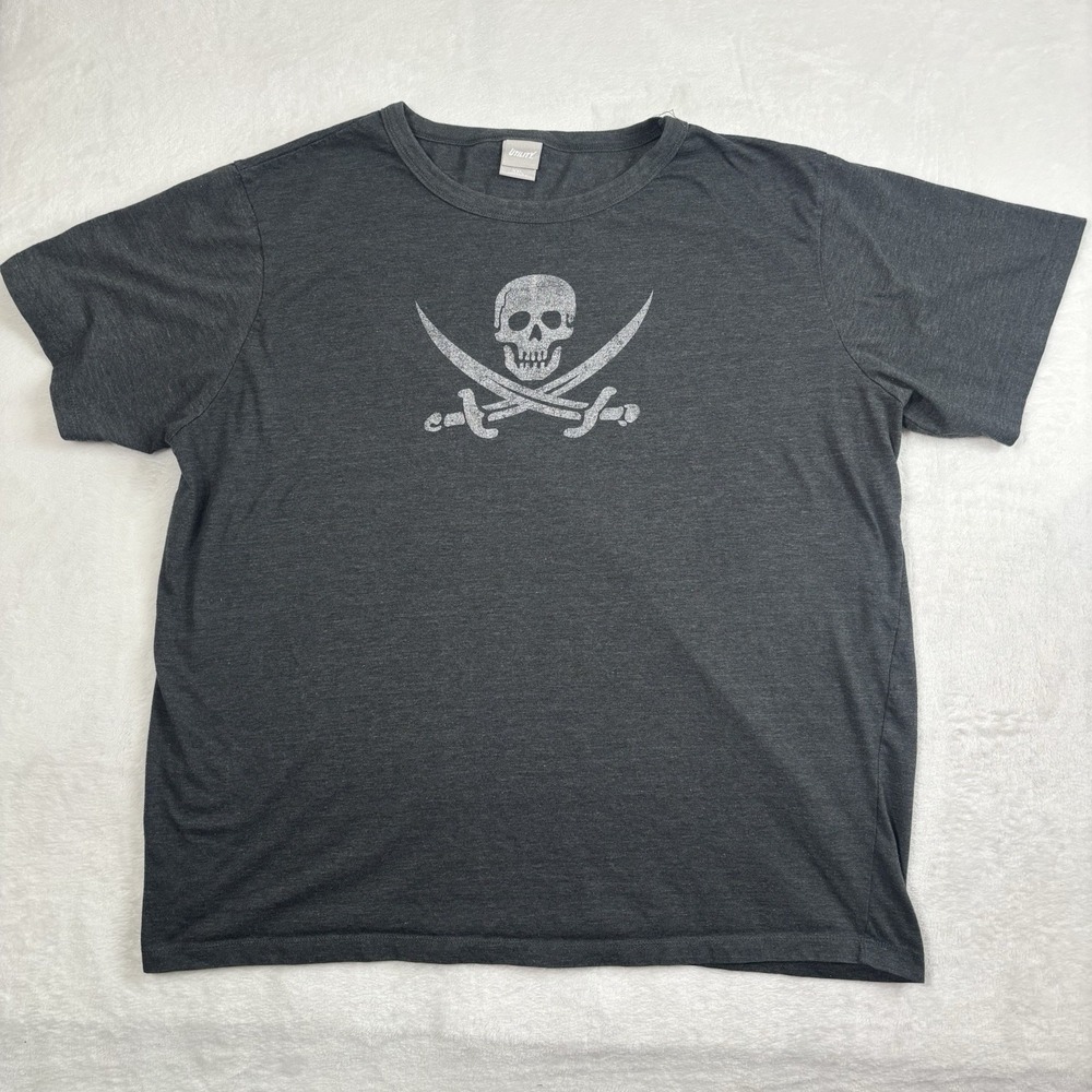 Y2K Utility‎ Skull Grey Short Sleeve Graphic Shirt Men's XXL